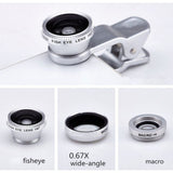 3in1 Clip On 180 Degreen Fisheye+Wide Angle+Macro Lens For Cell Phone Universal