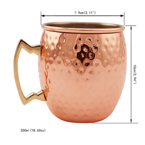 Hammered Copper plated Stainless Steel Moscow Mule Mug