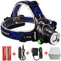 8000Lumen Rechargeable Headlamp Xml T6+2Q5 LED Use 18650 Battery Car Charger