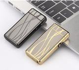 Thin 11mm LED  Cross Double Arc Lighter USB Pulse Box Gift