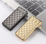 Thin 11mm LED  Cross Double Arc Lighter USB Pulse Box Gift